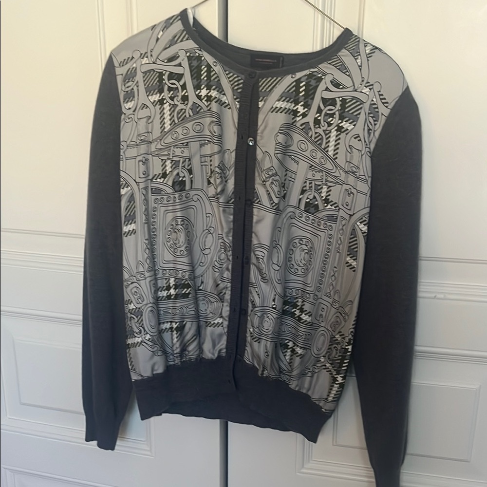 rani arabella silk panel cashmere cardigan
